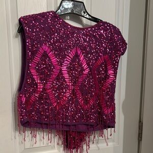 Pink and Purple Sequin Women's Top and matching hot shorts
